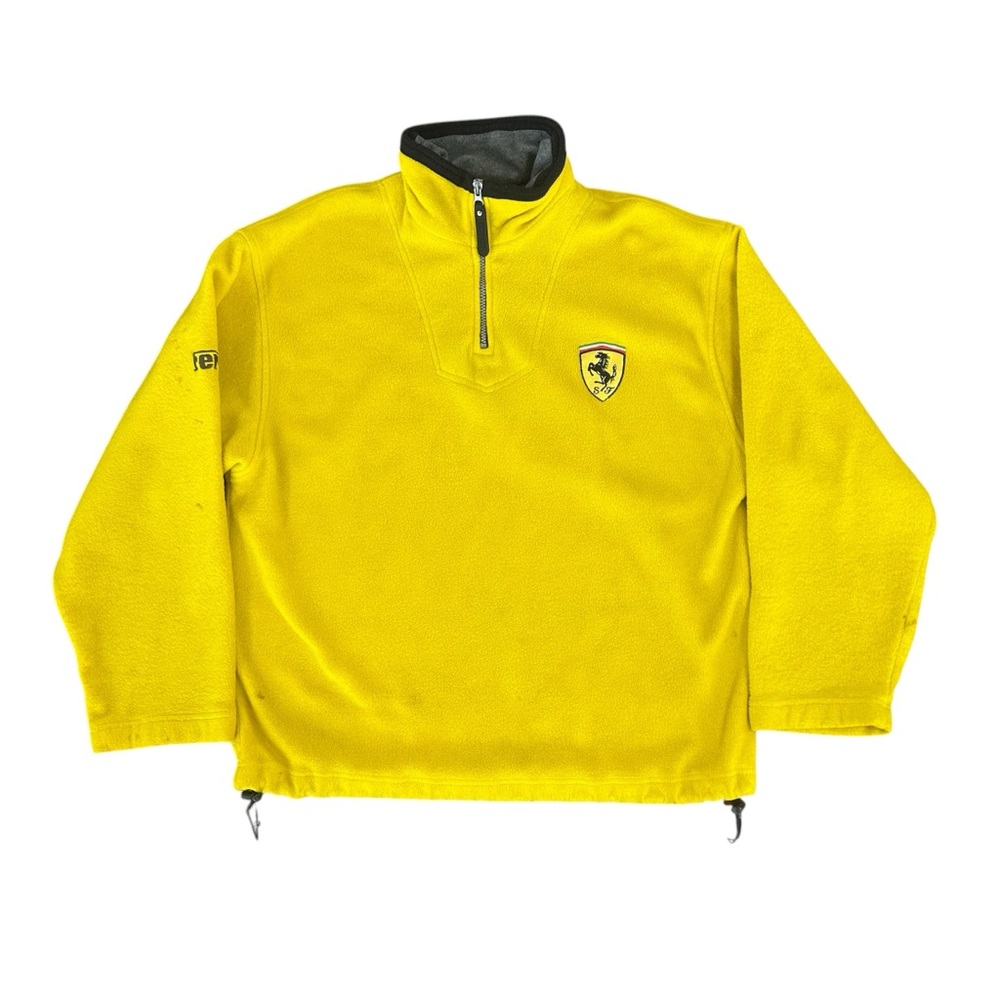 vintage 90s yellow ferrari fleece quarter zip size large